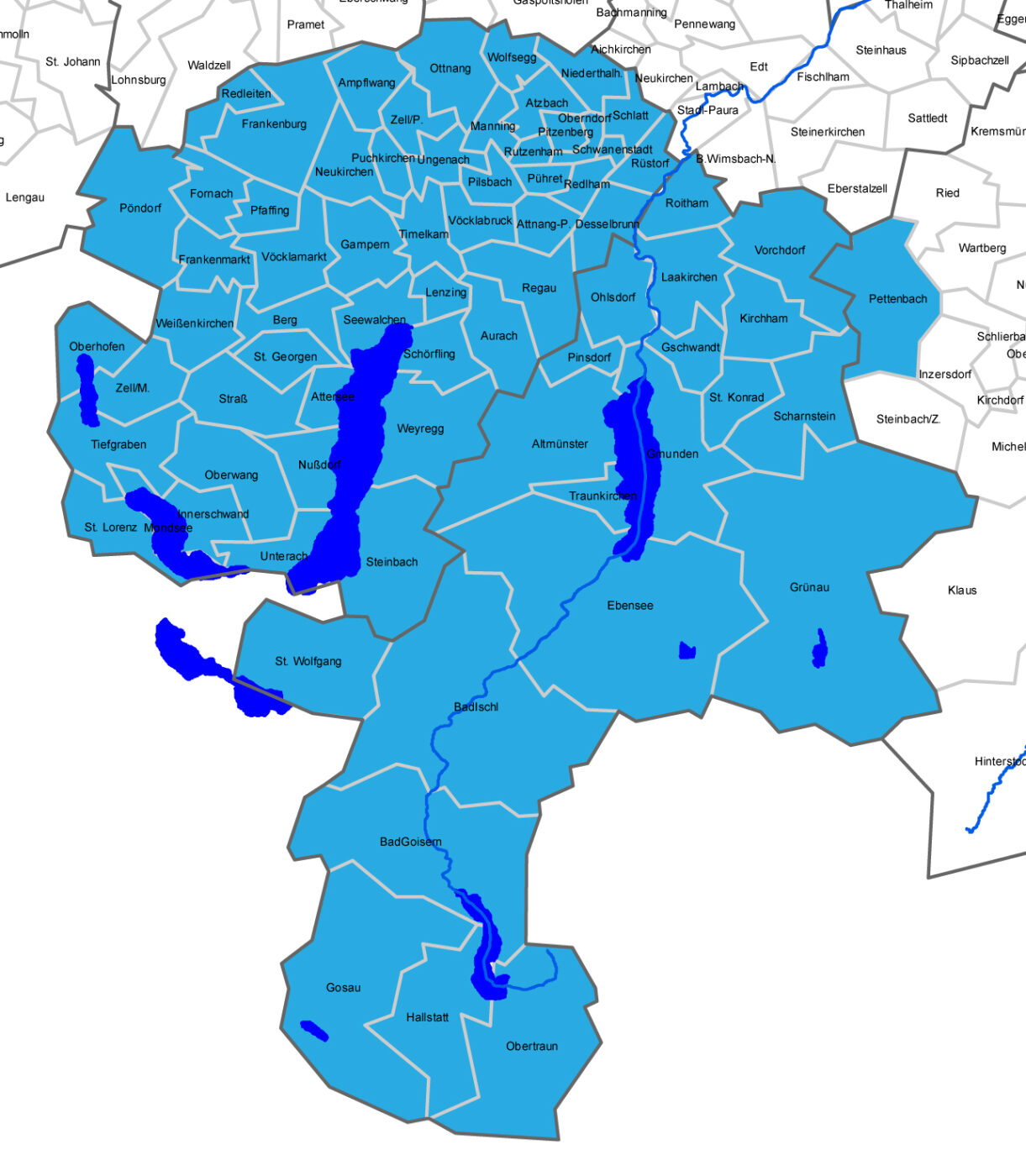 Kontakt des RMOÖ Regionalen Mobilitätsmanagements Vöcklabruck-Gmunden mit Gemeinden, Stand 28